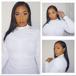 Sexy white scrunch mini dress!